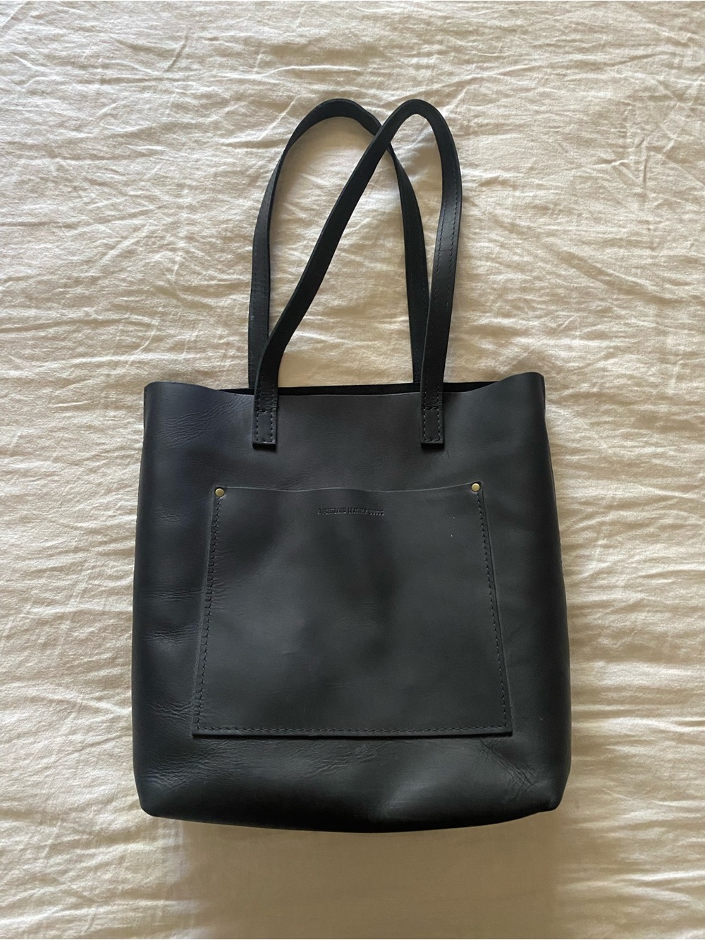 Portland Leather Goods - Black Leather Tote Bag